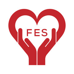 FES Heart Care Logo – Charity, Healthcare and Community Support Icon. FES Letter Logo.
