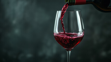 Red wine pouring into glass