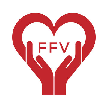 FFV Heart Care Logo &ndash; Charity, Healthcare and Community Support Icon. FFV Letter Logo.
