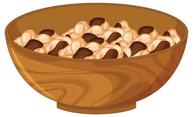 Wooden Bowl Filled with Black Eyed Peas Beans