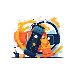 Naklejka premium Futuristic Gadgets. A vibrant abstract tech illustration