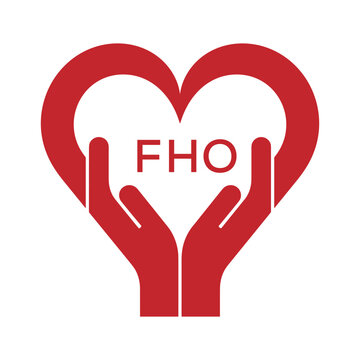 FHO Heart Care Logo &ndash; Charity, Healthcare and Community Support Icon. FHO Letter Logo.
