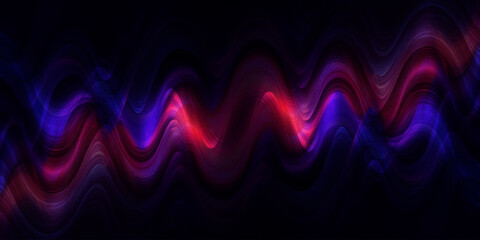 Abstract wave pattern with flowing lines in shades of red, purple, and orange, set against a dark background.