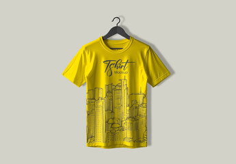 Yellow Hanger T-Shirt Mockup