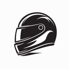 Black and White Racing Helmet Vector Illustration in Simple Modern Design