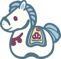 馬　うま　子馬　手描き　午　午年　土鈴　年賀　年賀状素材　2026　かわいい　和風モダン　イラスト