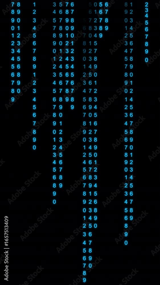 Poster glowing neon numbers: abstract digital sequence