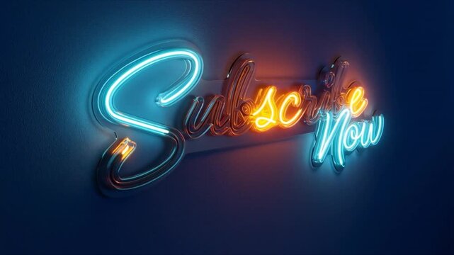 Neon Subscribe Now: A captivating neon sign radiates a vibrant glow against a modern backdrop, inviting engagement and promoting connectivity