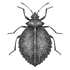 black leaf insect Silhouette Vector, High Quality Illustration on White Background