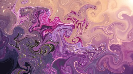 Abstract Purple and Gold Swirls with Artistic Textural Waves