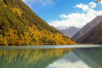 lake and mountains,Jiuzhaigou National Park