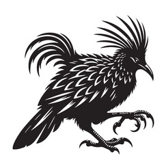 black Lyrebird Silhouette Vector, High Quality Illustration on White Background