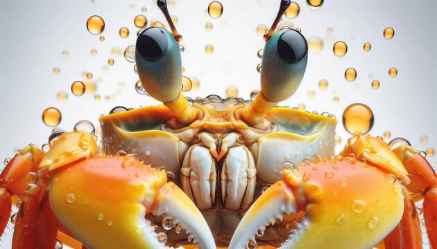 Close-up of a fiddler crab on a white background.