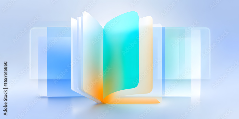 Aufkleber abstract open book design with gradient colors and soft lighting