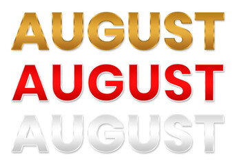 modern august Text Style luxury gold red silver png file transparent background