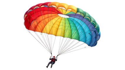 Person with a parachute isolated on transparent background 