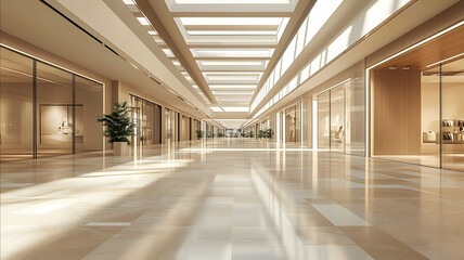 An architectural render of the interior of a concept shopping empty mall with no people