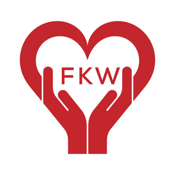 FKW Heart Care Logo &ndash; Charity, Healthcare and Community Support Icon. FKW Letter Logo.
