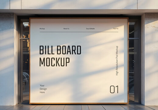 Billboard Mockup on a Building Entrance