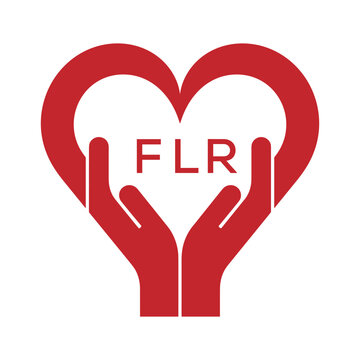 FLR Heart Care Logo &ndash; Charity, Healthcare and Community Support Icon. FLR Letter Logo.
