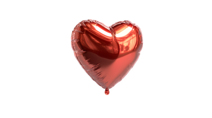 Red Heart Shaped Foil Balloon, isolated on transparent background