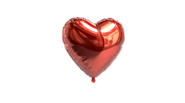 Red Heart Shaped Foil Balloon, isolated on transparent background
