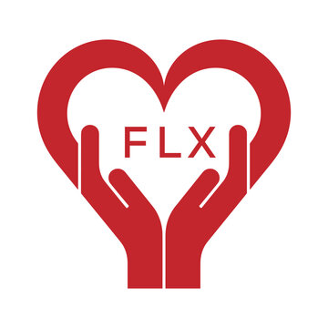 FLX Heart Care Logo &ndash; Charity, Healthcare and Community Support Icon. FLX Letter Logo.
