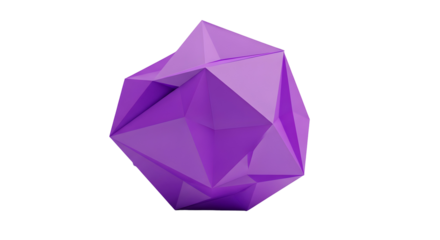 3d rendering of a purple geometric shape with facets and sharp edges for modern designs