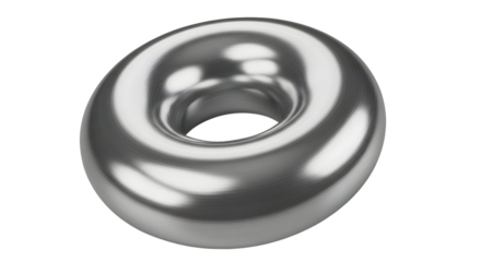 Silver metallic torus shape 3d rendering for design elements and abstract backgrounds