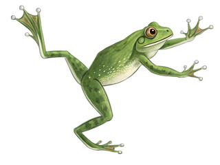 Fototapeta premium Green Tree Frog in a Jumping Pose isolated on transparent background