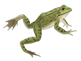 Fototapeta premium Green Frog Illustration: Amphibian Animal Artwork isolated on transparent background