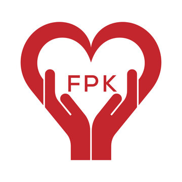 FPK Heart Care Logo &ndash; Charity, Healthcare and Community Support Icon. FPK Letter Logo.
