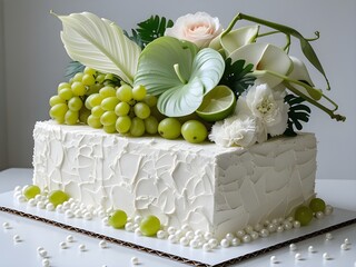  cake with flowers and fruit