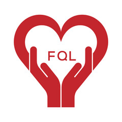 FQL Heart Care Logo – Charity, Healthcare and Community Support Icon. FQL Letter Logo.
