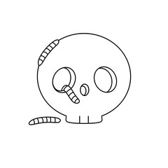 A skull with a bug in its mouth