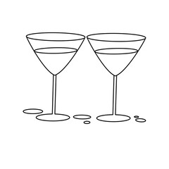 Two glasses of wine are shown in a white background