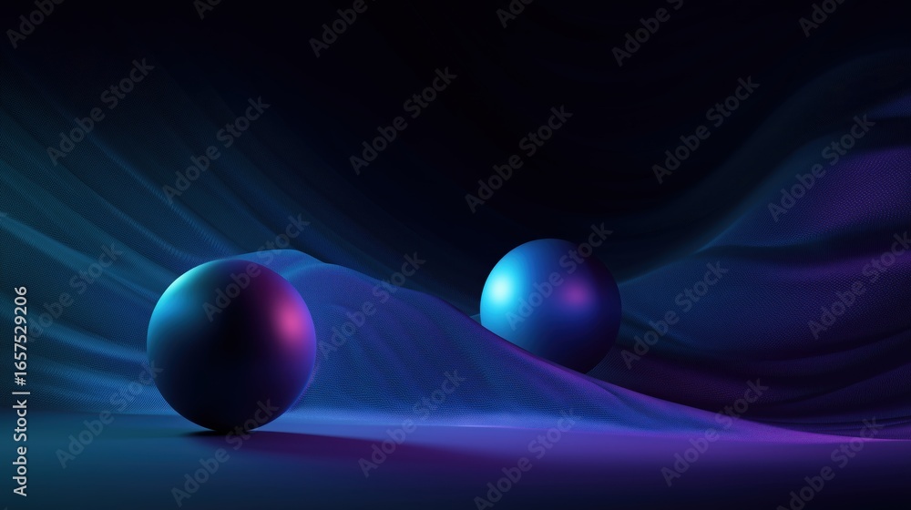 Poster smooth glowing sphere abstract background abstract composition featuring glowing spheres amidst flow