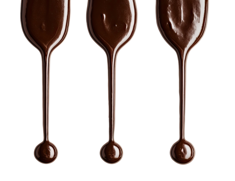 Melted chocolate drips in vertical alignment