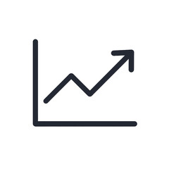 Upward trending finance graph vector icon. Simple line chart for business analytics and data presentation.