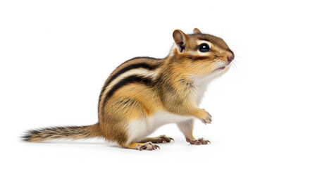 Fototapeta premium Cute Eastern Chipmunk Standing and Looking Curious on an Isolated transparent background