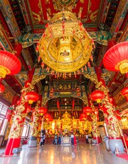 Fototapeta premium Grand temple interior, vibrant colors