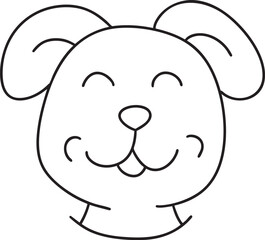 웃는 강아지 라인 아트 일러스트