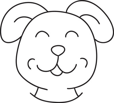 웃는 강아지 라인 아트 일러스트
