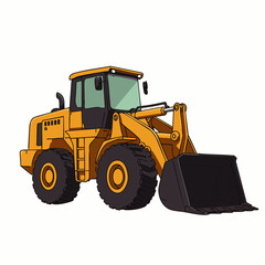 A robust yellow front-end loader, a powerful piece of heavy construction equipment, stands ready for earthmoving and material handling tasks.