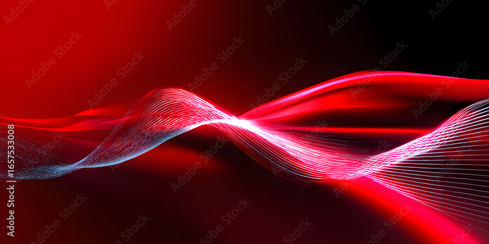Poster dynamic red wave pattern with gradient effects