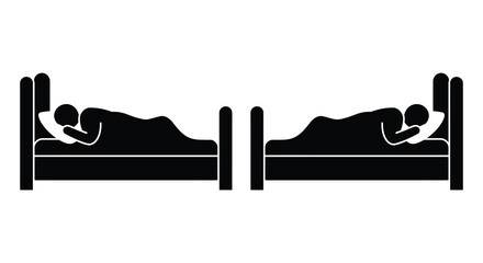 Two people sleeping in beds side by side in a peaceful slumber silhouette