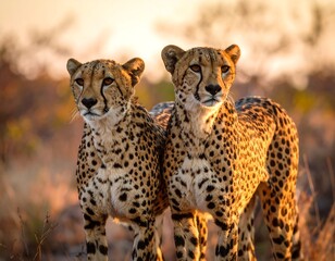 Two cheetahs in golden light (1)