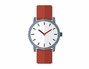 Flat Design Illustration of a Wristwatch with Red Band.