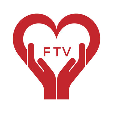 FTV Heart Care Logo &ndash; Charity, Healthcare and Community Support Icon. FTV Letter Logo.

