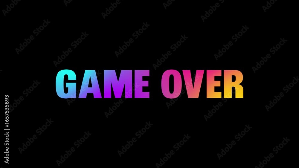 Aufkleber game over text animation. game over style, design elements motion graphics. banner sign template sig